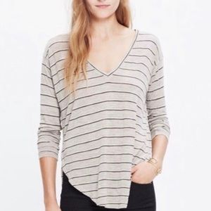 Madewell Anthem Long Sleeve Tan/Black Tee, Size S